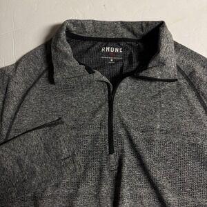RHONE Mens Heathered Gray Quarter Zip Pullover Long Sleeve Athletic Shirt Size M